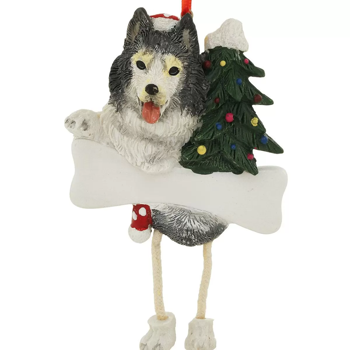 Bronner's Christmas Wonderland Personalized Siberian Husky With Dangling Legs Ornament | Ornaments