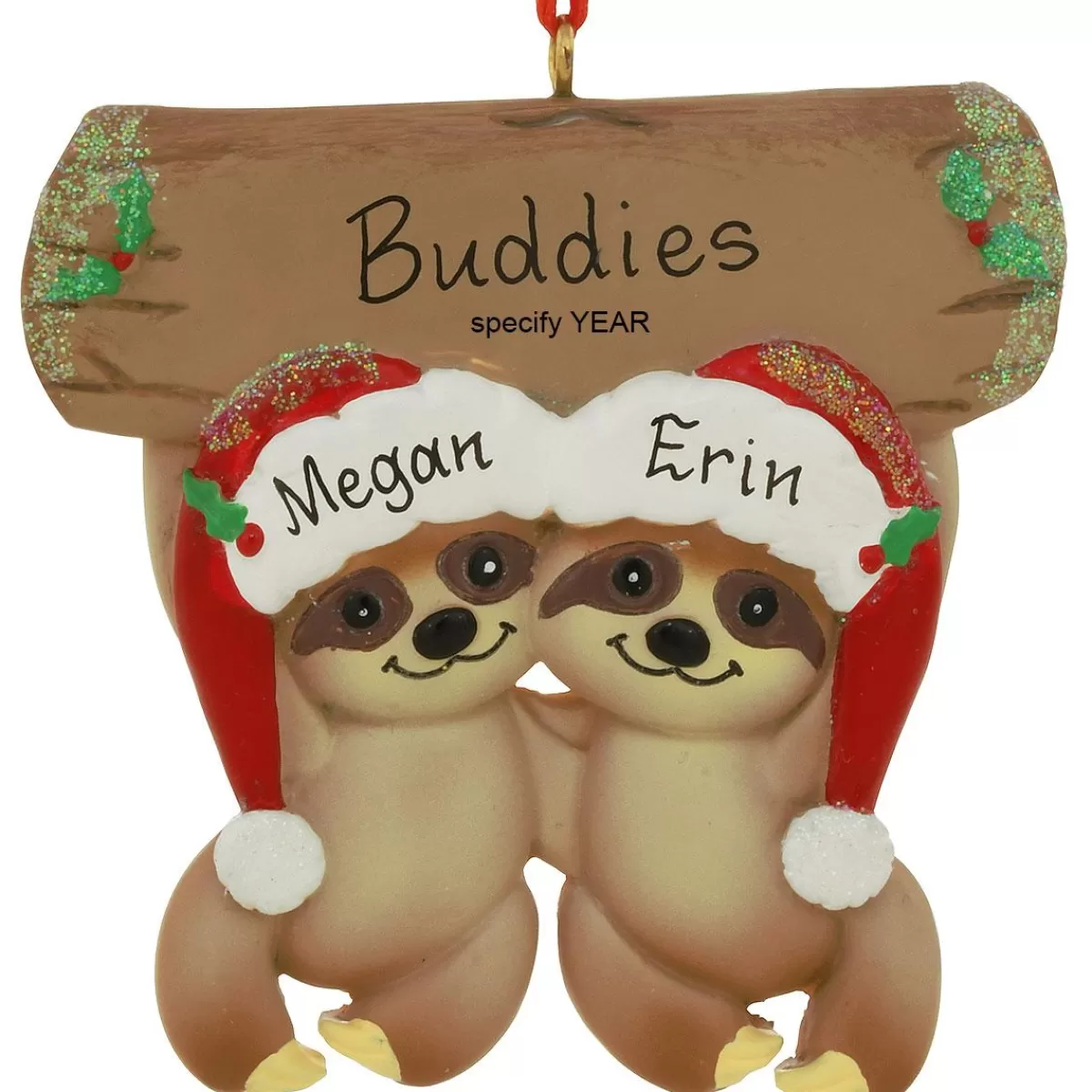 Bronner's Christmas Wonderland Personalized Sloth Family Of 2 Resin Ornament | Ornaments