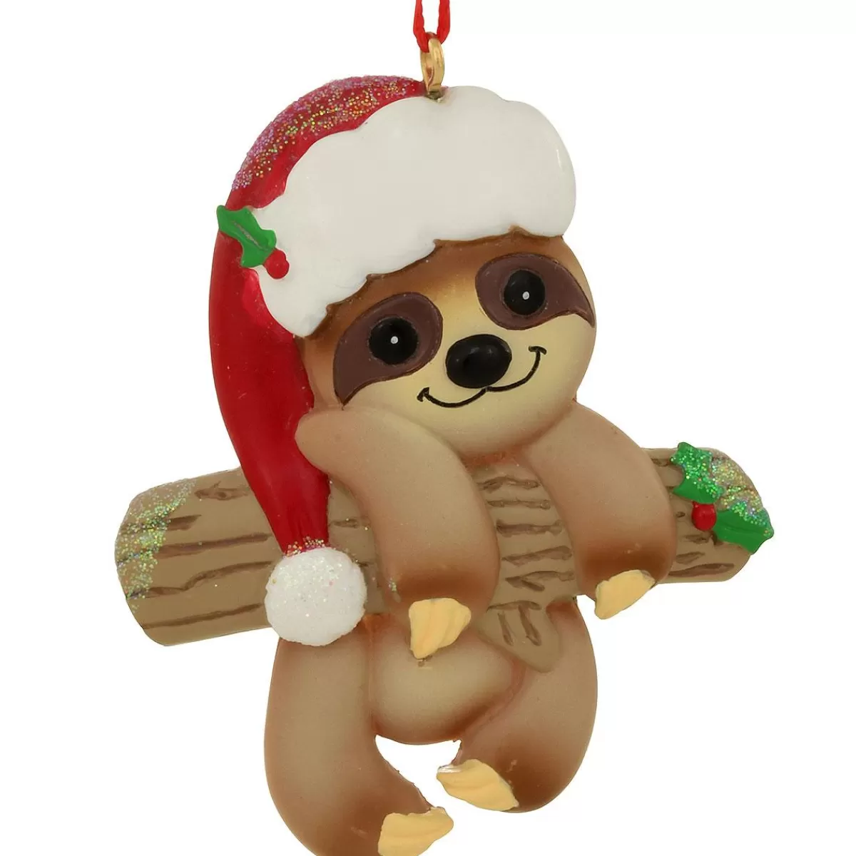 Bronner's Christmas Wonderland Personalized Sloth In Santa Hat Resin Ornament | Ornaments