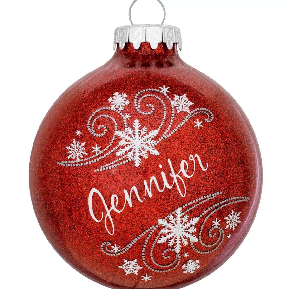 Bronner's Christmas Wonderland Personalized Snowflake Swirls Glass Ornament | Snowflakes & Icicles