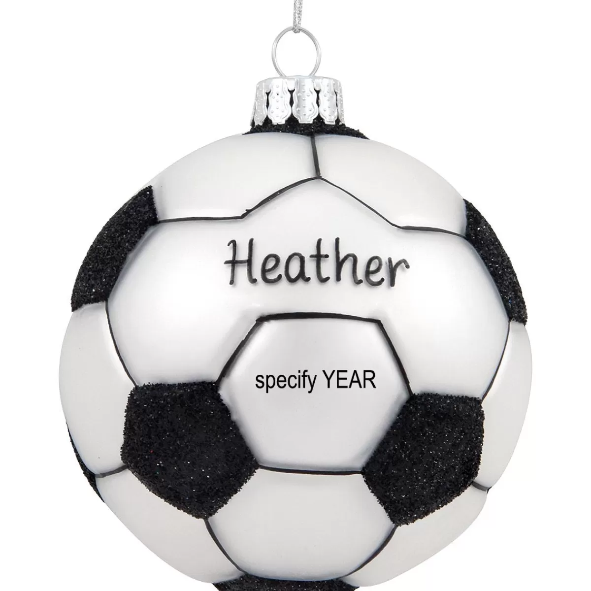 Bronner's Christmas Wonderland Personalized Soccer Ball Glass Form Ornament | Ornaments