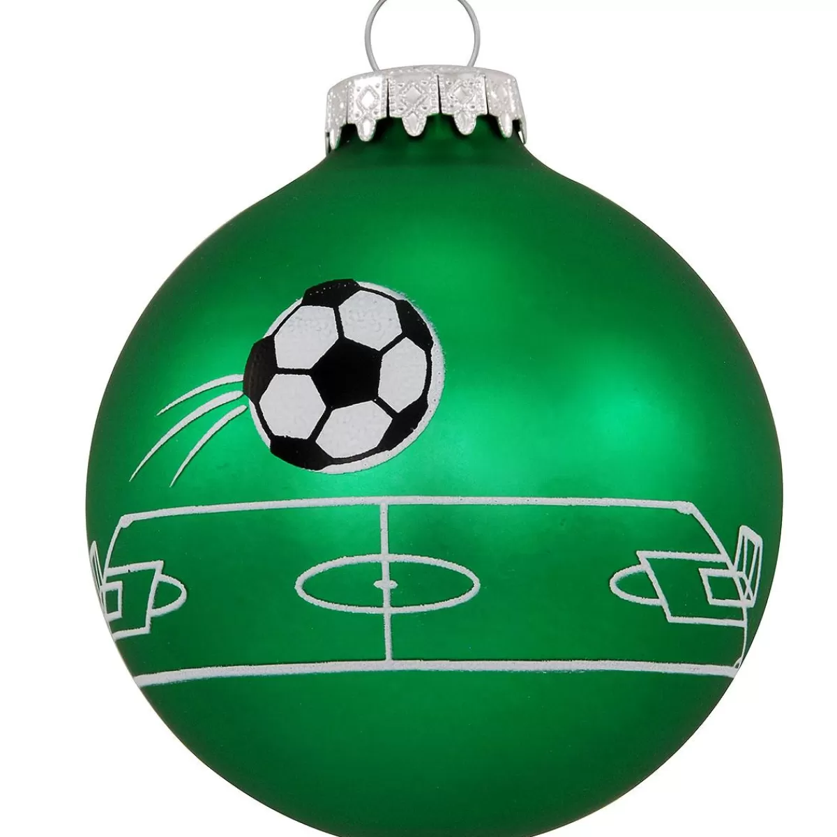 Bronner's Christmas Wonderland Personalized Soccer Field With Ball Round Glass Ornament | Ornaments