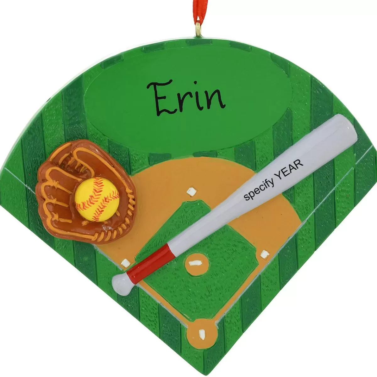 Bronner's Christmas Wonderland Personalized Softball Field Resin Ornament | Ornaments