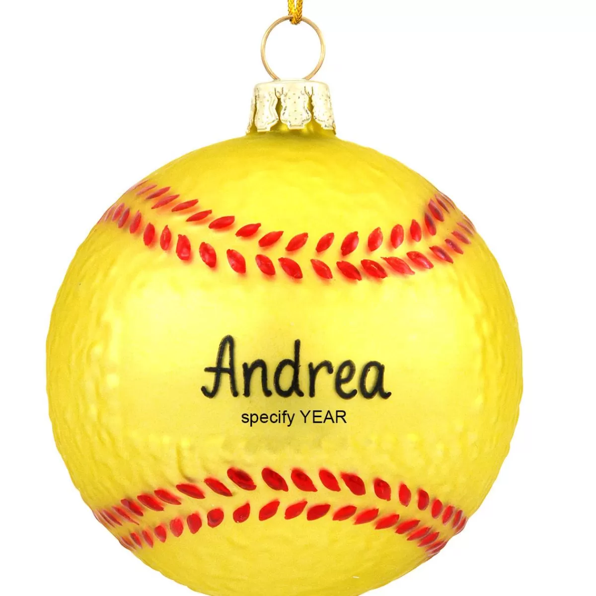 Bronner's Christmas Wonderland Personalized Softball Form Glass Ornament | Ornaments