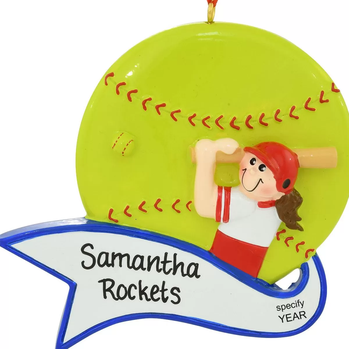 Bronner's Christmas Wonderland Personalized Softball Girl With Banner Ornament | Ornaments