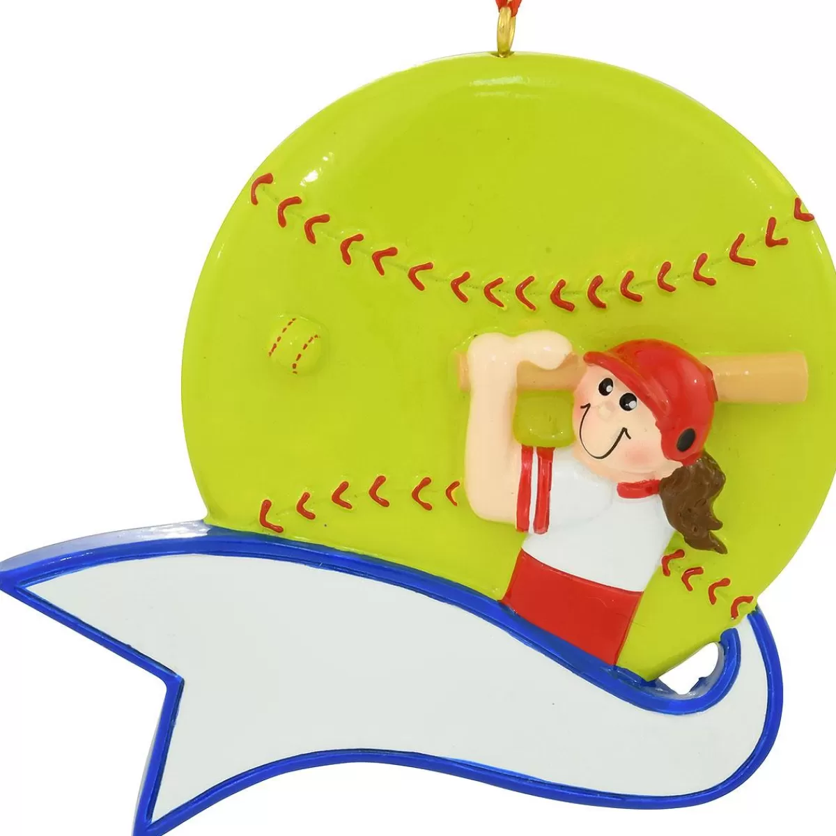 Bronner's Christmas Wonderland Personalized Softball Girl With Banner Ornament | Ornaments