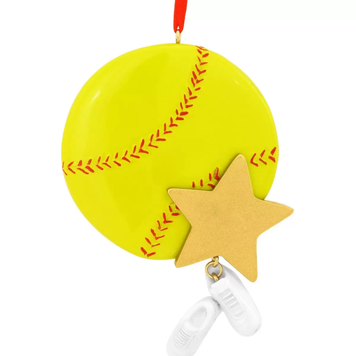 Bronner's Christmas Wonderland Personalized Softball Star With Shoe Dangle Ornament | Ornaments