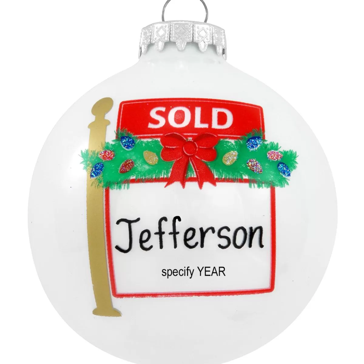 Bronner's Christmas Wonderland Personalized Sold Sign Glass Ornament> Hobbies & Occupations