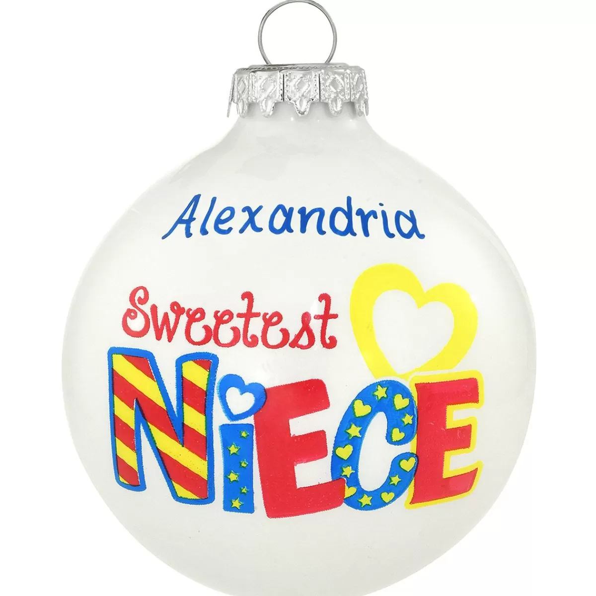 Bronner's Christmas Wonderland Personalized Sweetest Niece White Glass Ornament | Ornaments