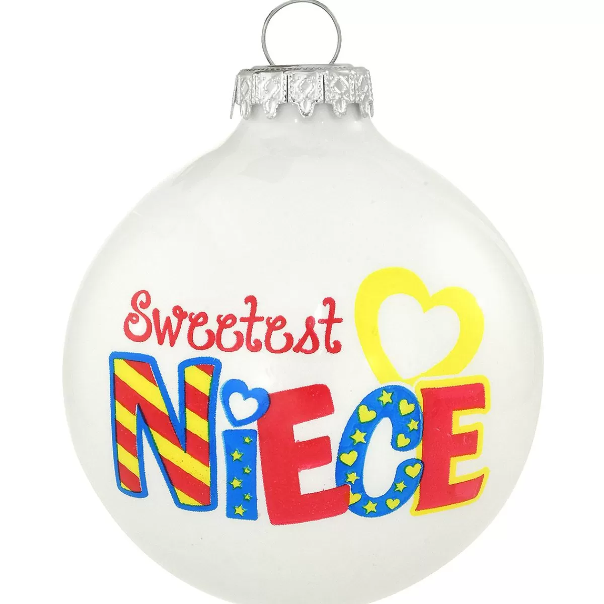 Bronner's Christmas Wonderland Personalized Sweetest Niece White Glass Ornament | Ornaments