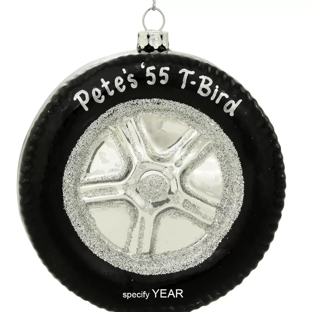 Bronner's Christmas Wonderland Personalized Tire With Chrome Rim Ornament> Hobbies & Occupations