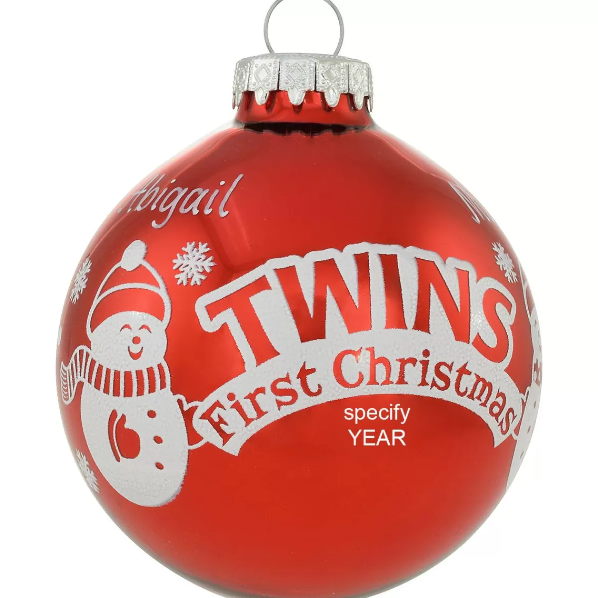 Bronner's Christmas Wonderland Personalized Twins 1St Christmas Red Glass Ornament | Ornaments