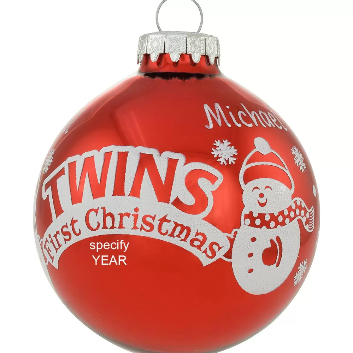 Bronner's Christmas Wonderland Personalized Twins 1St Christmas Red Glass Ornament | Ornaments