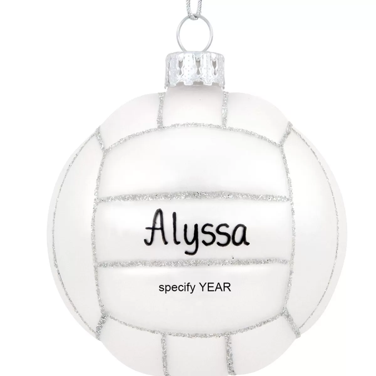 Bronner's Christmas Wonderland Personalized Volleyball Form Glass Ornament | Ornaments