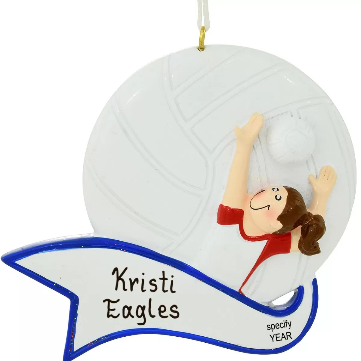 Bronner's Christmas Wonderland Personalized Volleyball Girl With Banner Ornament | Ornaments