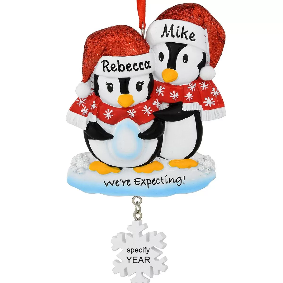 Bronner's Christmas Wonderland Personalized We'Re Expecting Penguin Couple Ornament | Ornaments