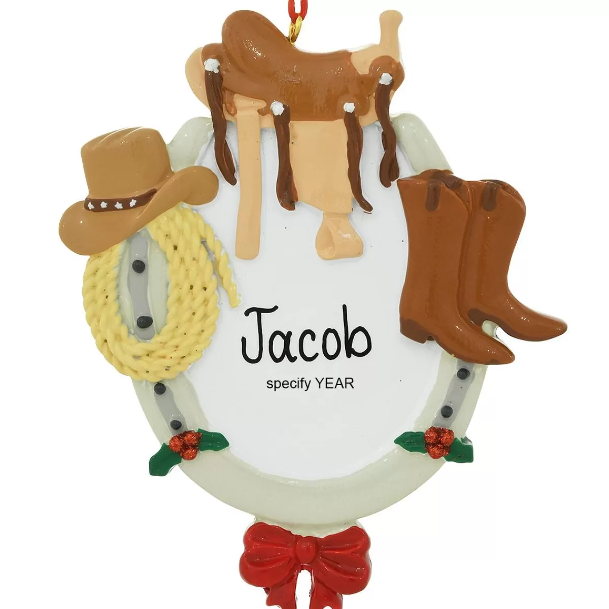 Bronner's Christmas Wonderland Personalized Western Riding Horseshoe Ornament | Ornaments