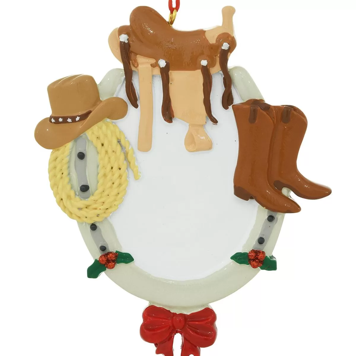 Bronner's Christmas Wonderland Personalized Western Riding Horseshoe Ornament | Ornaments