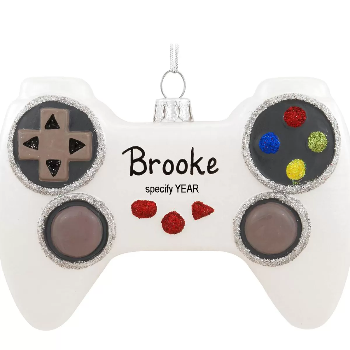 Bronner's Christmas Wonderland Personalized White Video Game Controller Glass Ornament> Hobbies & Occupations