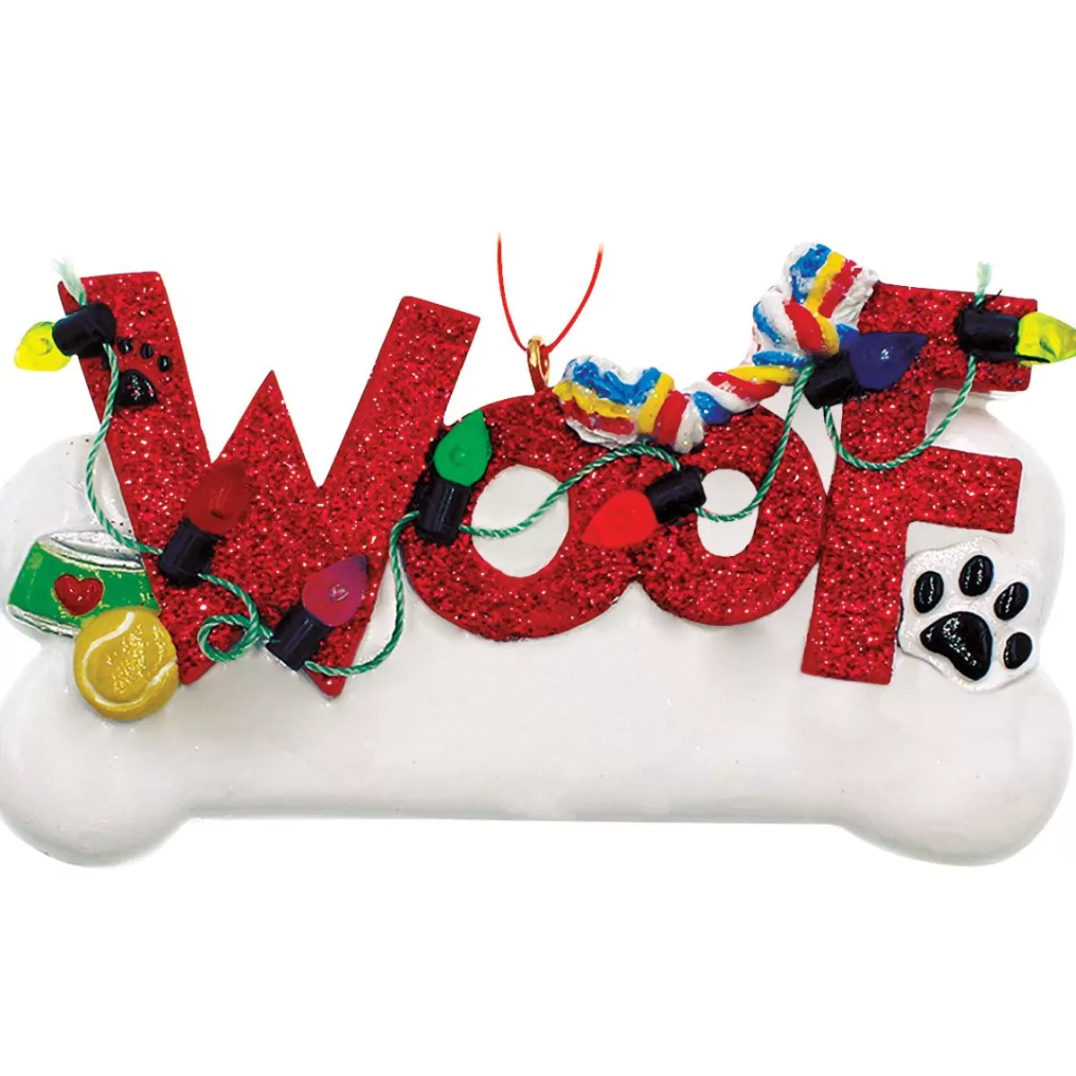 Bronner's Christmas Wonderland Personalized Woof With Lights Resin Ornament | Ornaments