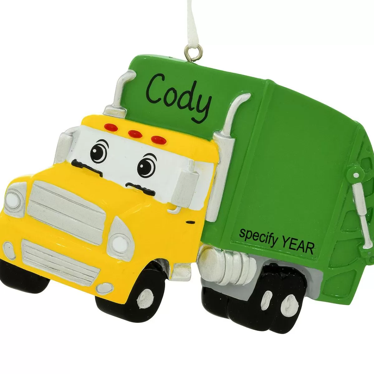 Bronner's Christmas Wonderland Personalized Yellow And Green Garbage Truck Ornament> Hobbies & Occupations