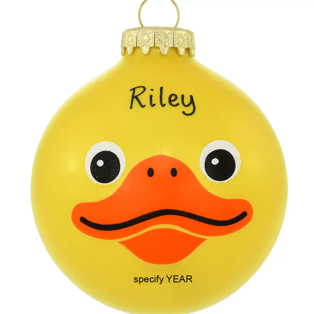 Bronner's Christmas Wonderland Personalized Yellow Duck Face Glass Ornament | Ornaments