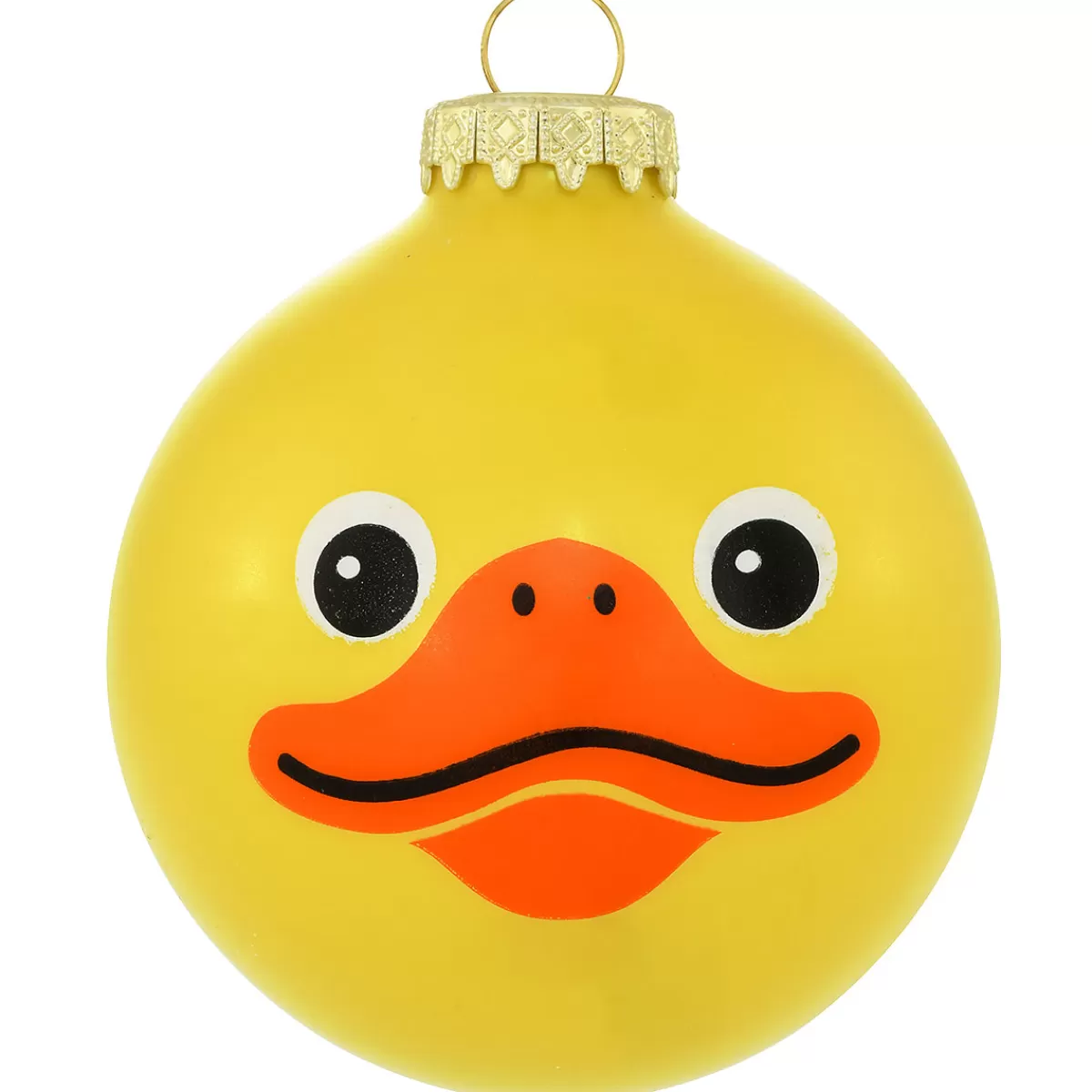 Bronner's Christmas Wonderland Personalized Yellow Duck Face Glass Ornament | Ornaments