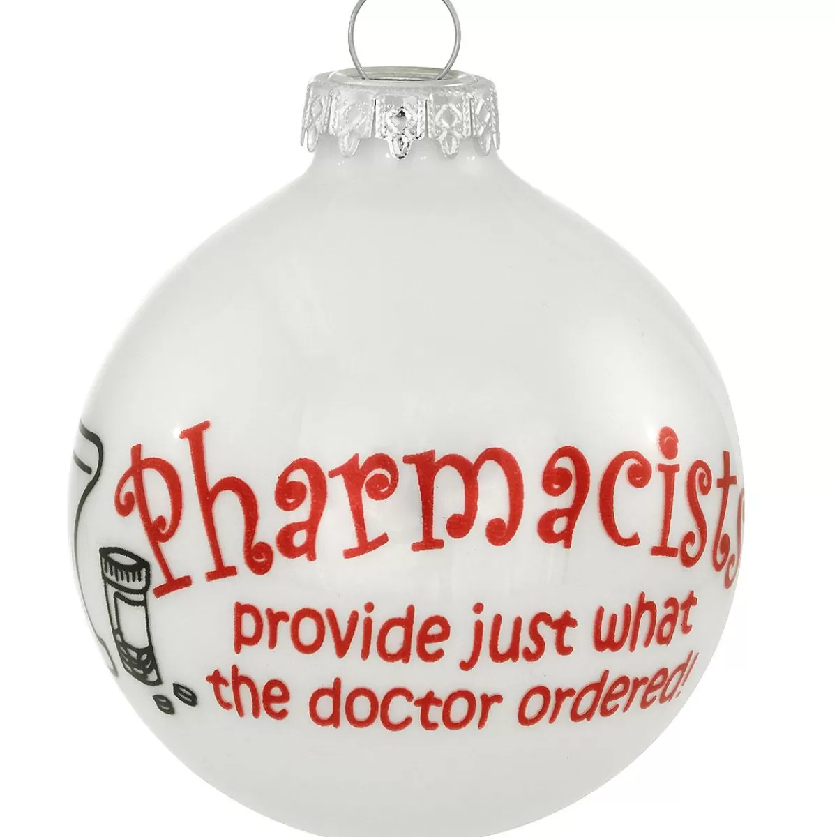 Bronner's Christmas Wonderland Pharmacist White Opal Glass Ornament> Hobbies & Occupations