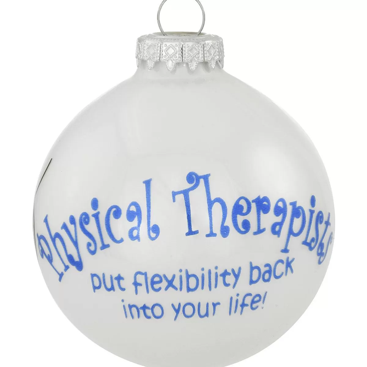 Bronner's Christmas Wonderland Physical Therapist White Opal Glass Ornament> Hobbies & Occupations