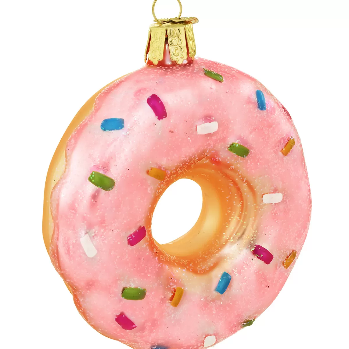 Bronner's Christmas Wonderland Pink Frosted Donut Glass Ornament> Food, Drinks, & Cooking