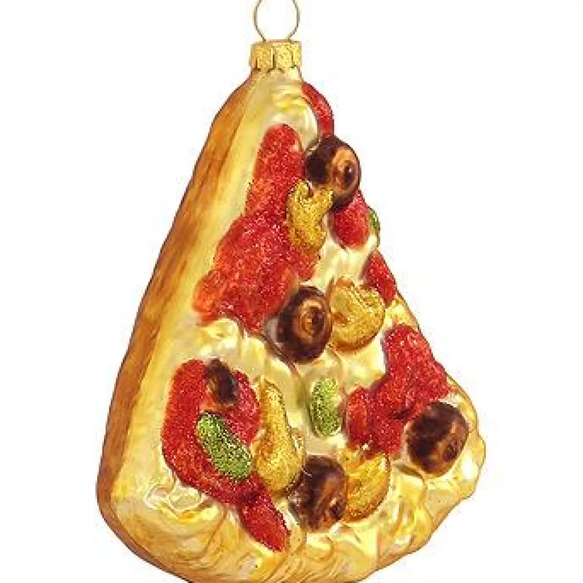 Bronner's Christmas Wonderland Pizza Slice Glass Ornament> Food, Drinks, & Cooking