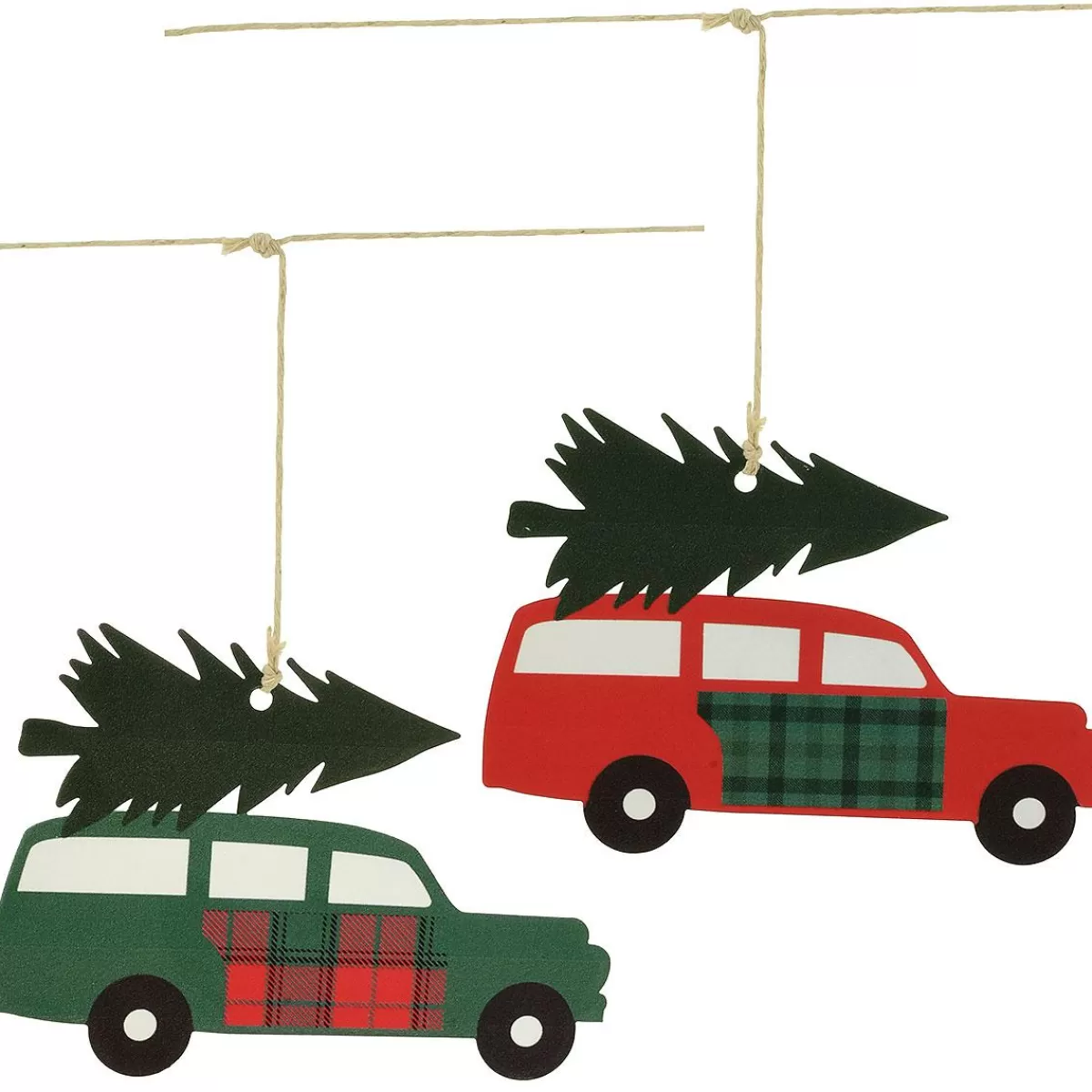 Bronner's Christmas Wonderland Plaid Woody Station Wagon With Tree Garland | Novelty, Bead, & Tinsel Garlands