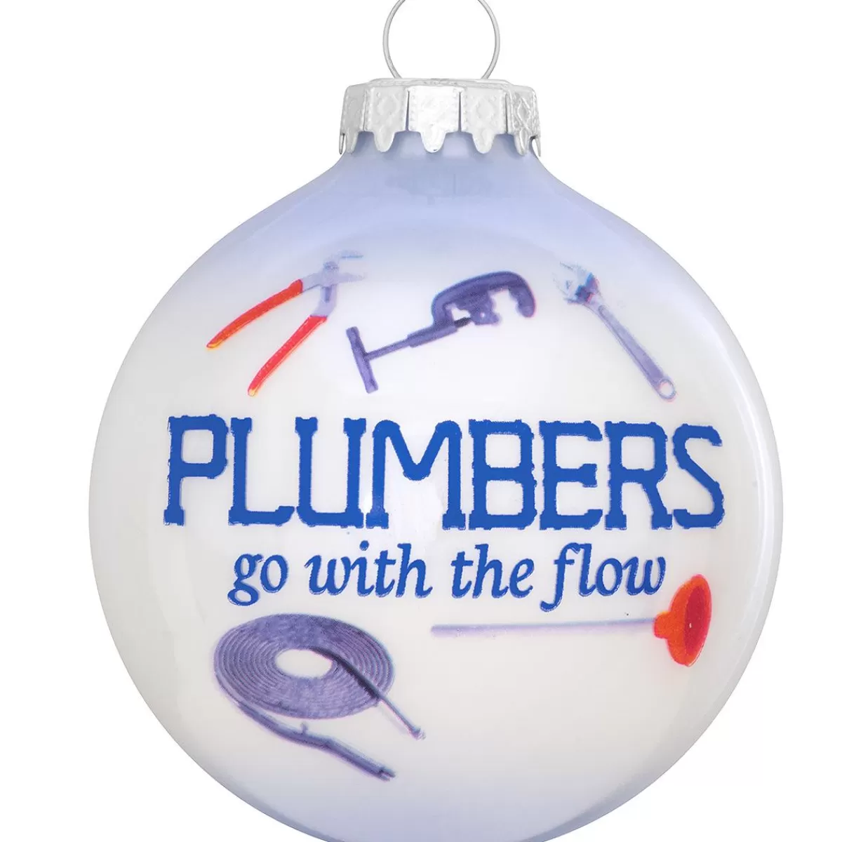 Bronner's Christmas Wonderland Plumbers Go With The Flow Glass Ornament> Hobbies & Occupations