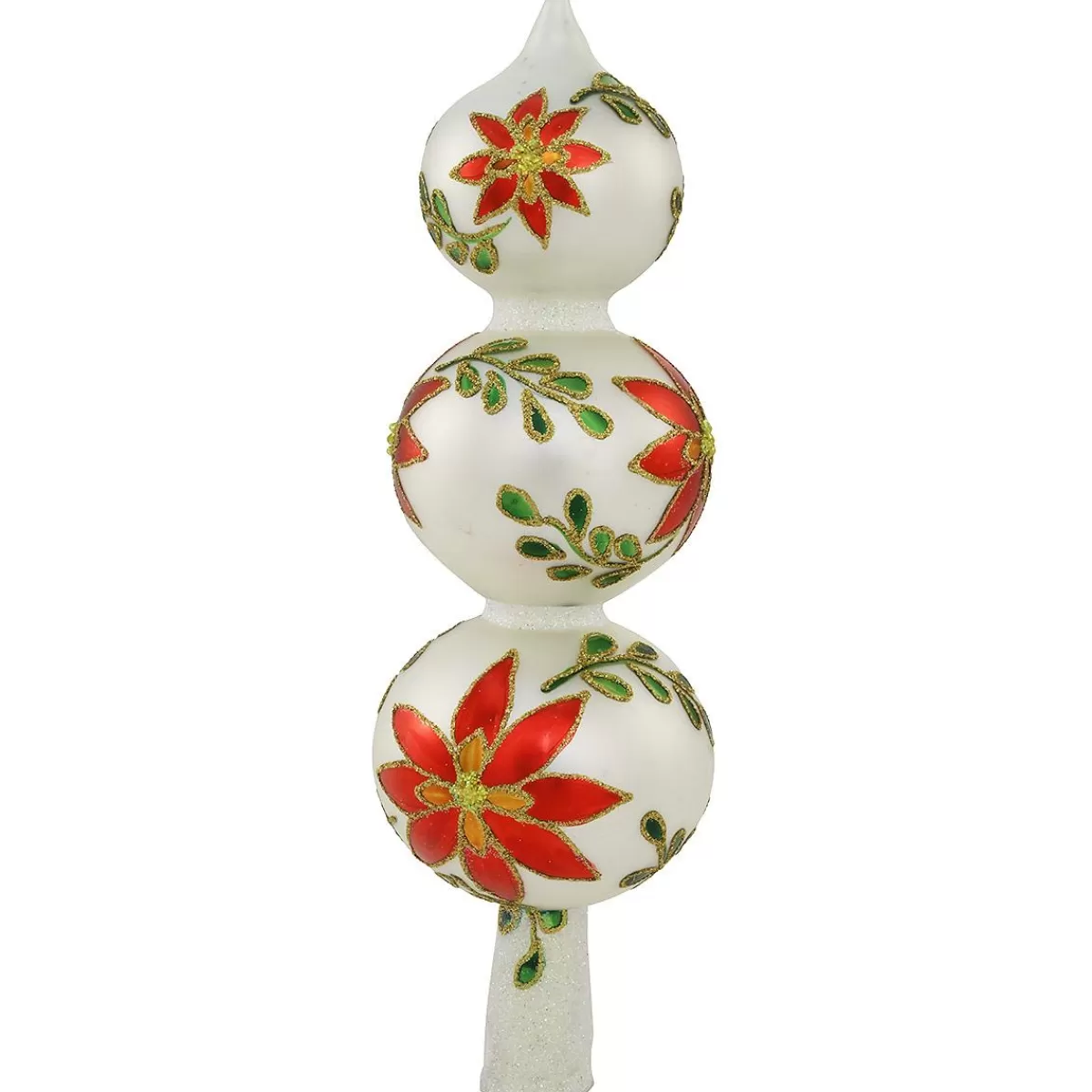 Bronner's Christmas Wonderland Poinsettia 3 Ball Blown Glass Tree Topper | Tree Toppers