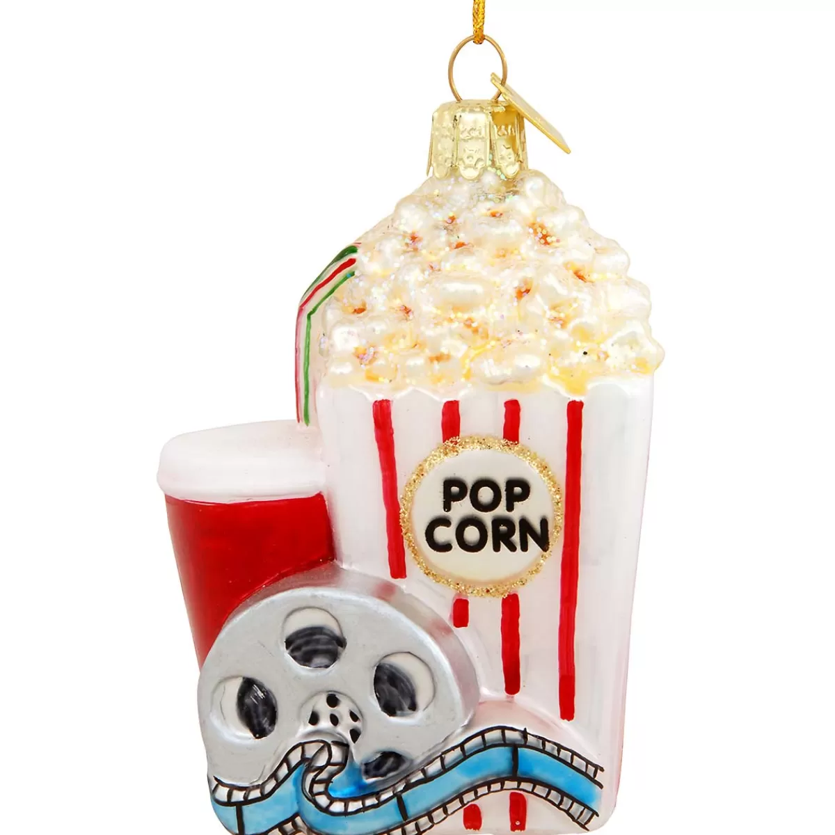 Bronner's Christmas Wonderland Popcorn And Movie Glass Ornament> Food, Drinks, & Cooking