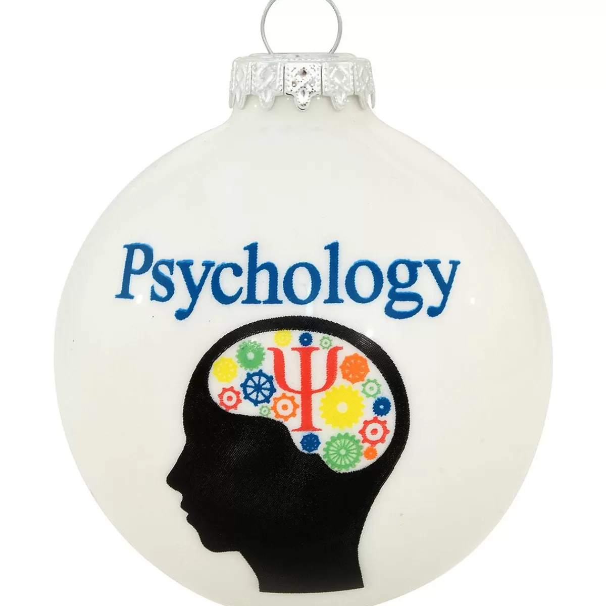 Bronner's Christmas Wonderland Psychology Silhouette With Gears Glass Ornament> Hobbies & Occupations