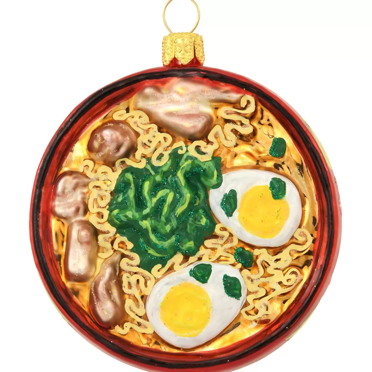 Bronner's Christmas Wonderland Ramen Noodle Bowl Glass Ornament> Food, Drinks, & Cooking