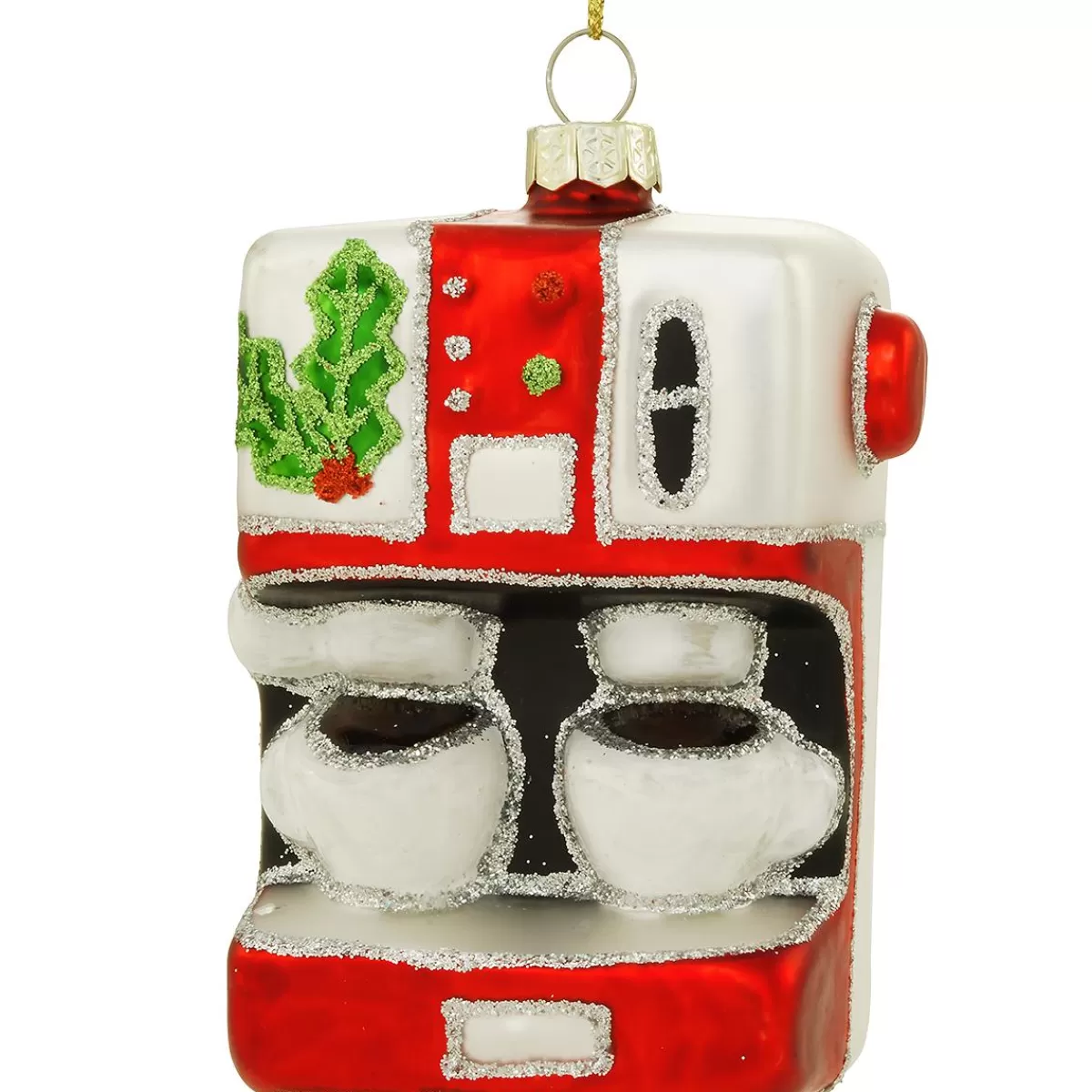 Bronner's Christmas Wonderland Red Cappuccino Machine Glass Ornament> Food, Drinks, & Cooking