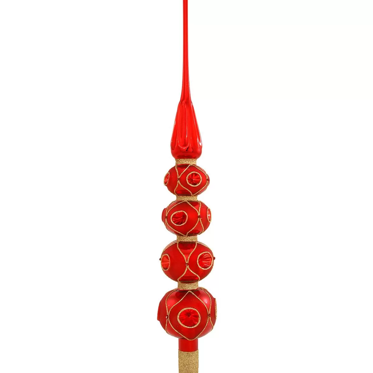 Bronner's Christmas Wonderland Red Glass Tree Topper With 4 Balls | Tree Toppers