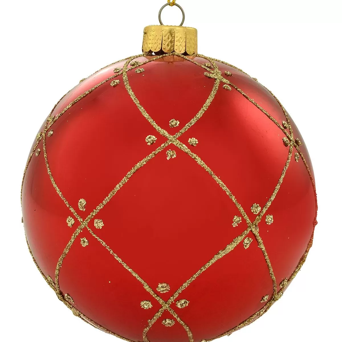 Bronner's Christmas Wonderland Red Plastic 4" Ornament With Gold Grid Pattern | Shatterproof