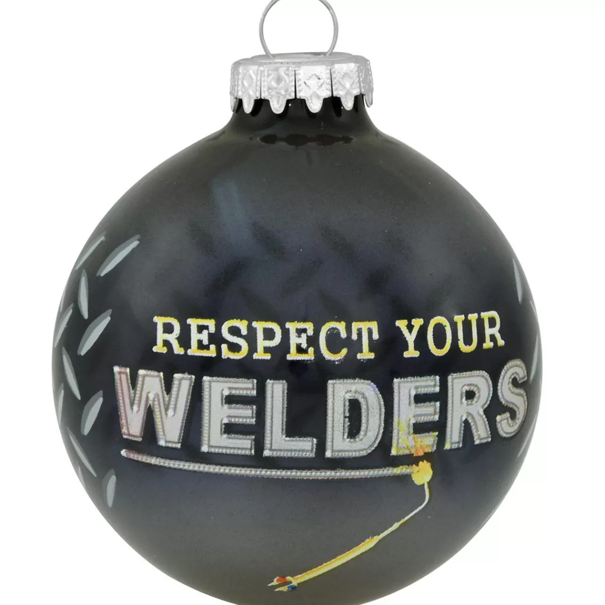 Bronner's Christmas Wonderland Respect Your Welders Gray Glass Ornament> Hobbies & Occupations