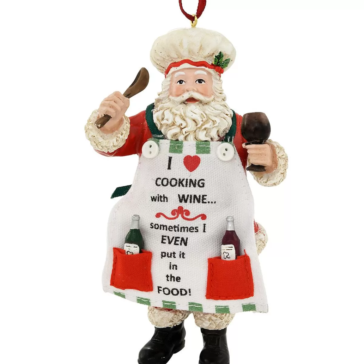 Bronner's Christmas Wonderland Santa Chef With Wine Resin Ornament> Food, Drinks, & Cooking