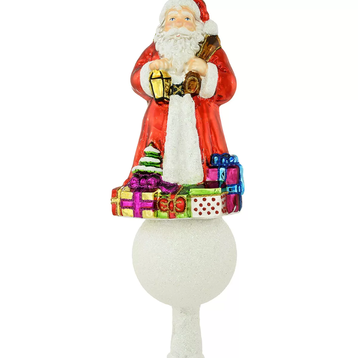 Bronner's Christmas Wonderland Santa With Presents Glass Tree Topper | Tree Toppers