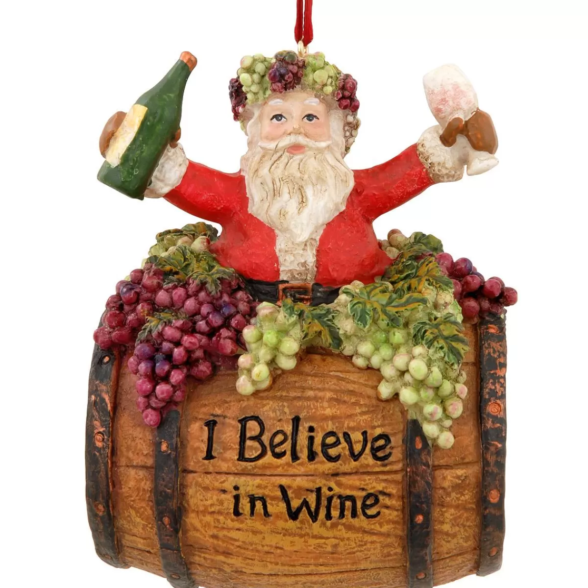 Bronner's Christmas Wonderland Santa With Wine Barrel Ornament> Food, Drinks, & Cooking