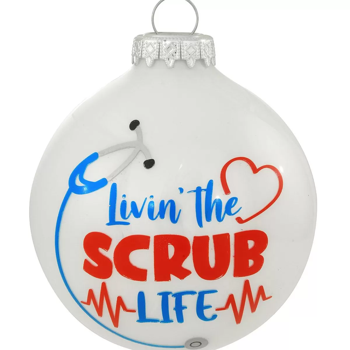 Bronner's Christmas Wonderland Scrub Life White Glass Ornament> Hobbies & Occupations