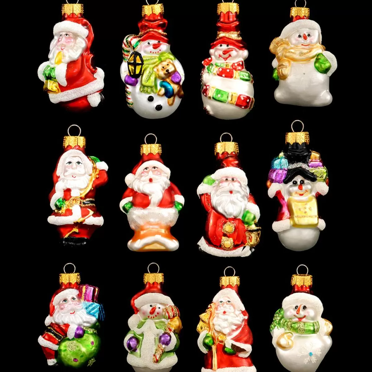 Bronner's Christmas Wonderland Set Of 12 Mini Snowmen And Santa Ornaments> Miniature