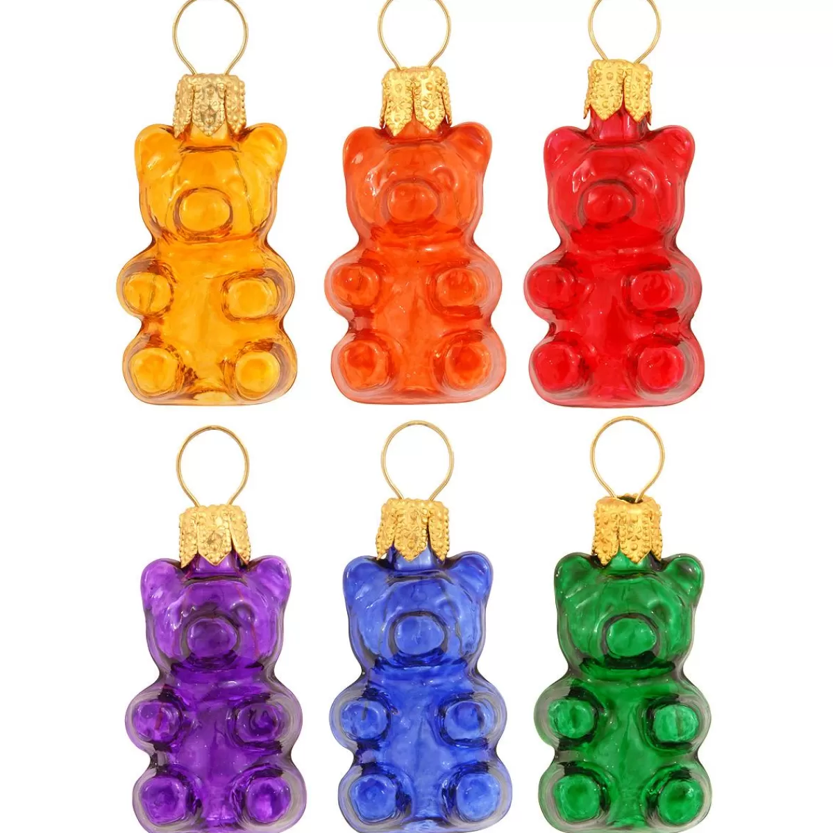 Bronner's Christmas Wonderland Set Of 6 Mini Gummy Bears Glass Ornaments> Food, Drinks, & Cooking