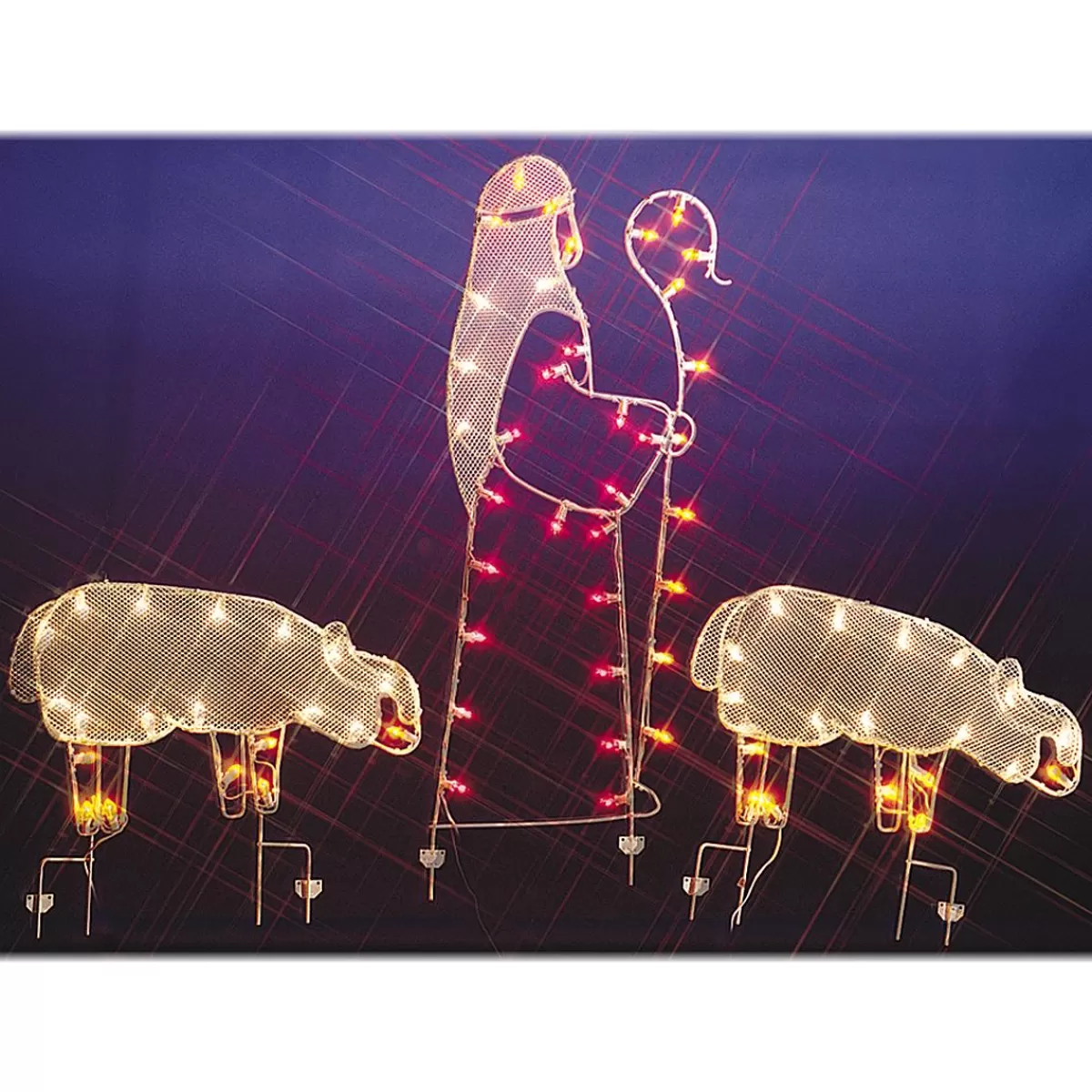 Bronner's Christmas Wonderland Silhouette Shepherd With 2 Sheep Lighted Led Wire-Frame Shape | Large Outdoor Lighted Shapes