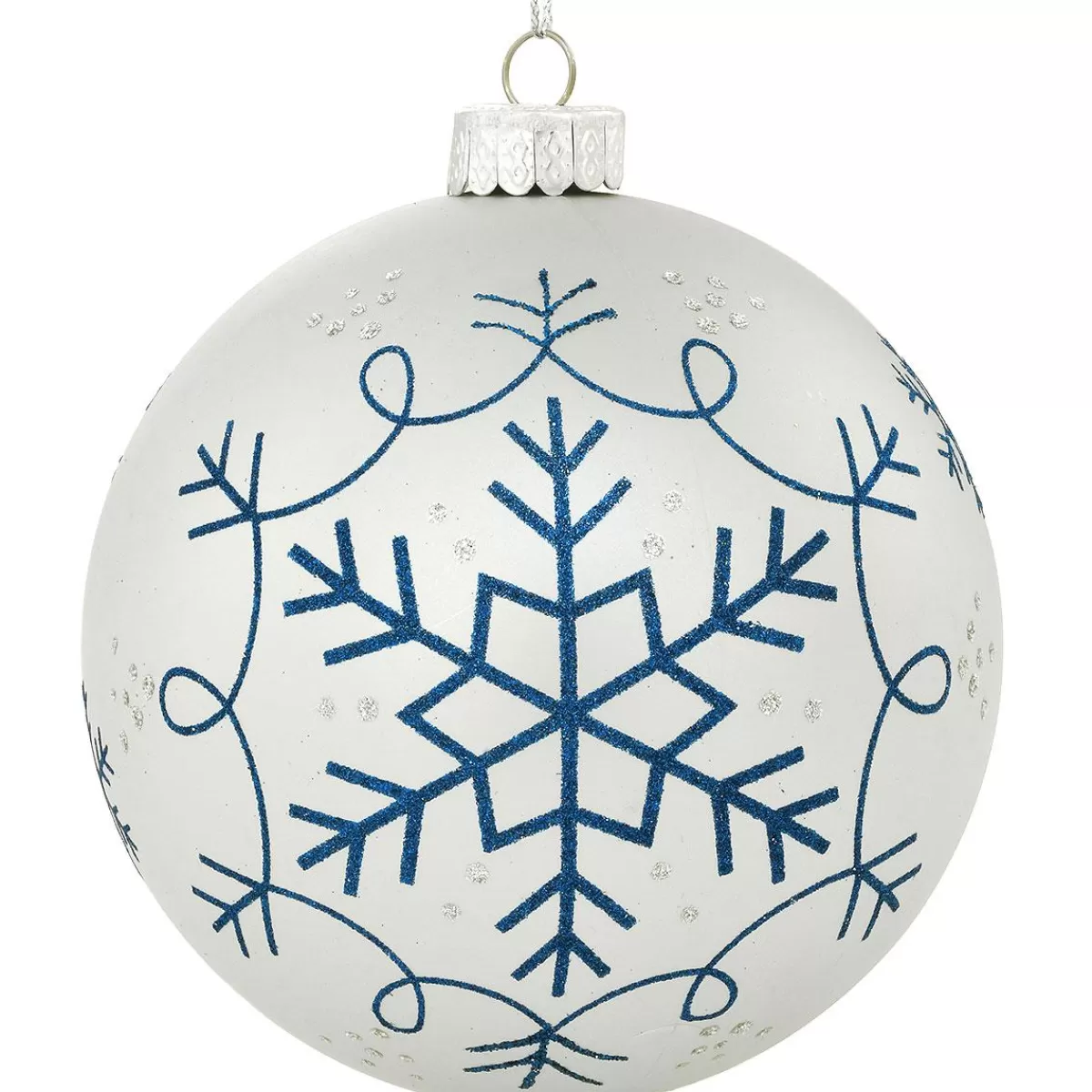 Bronner's Christmas Wonderland Silver 4" Plastic Ornament With Blue Snowflakes | Shatterproof