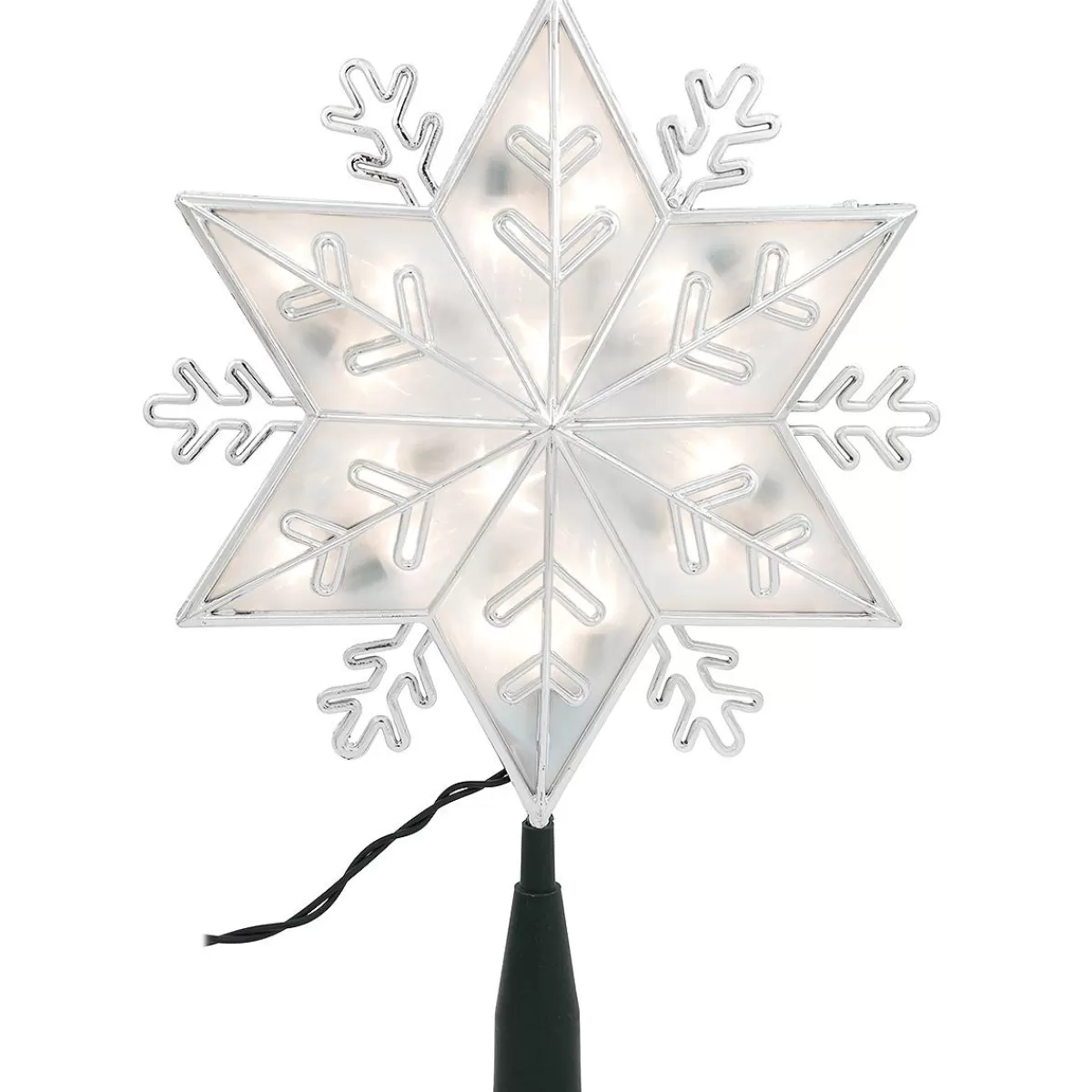 Bronner's Christmas Wonderland Silver Snowflake 20 Light Treetop | Tree Toppers